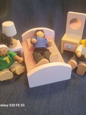 Wooden Dollhouse Bedroom